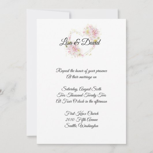 Invitation de Lily rose faire-part de mariage (Devant)