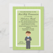 Invitation de Lime Green Cute First Communion Boy  (Devant)