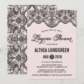Invitation de lingerie de dentelle rose et noir Br (Devant / Derrière)