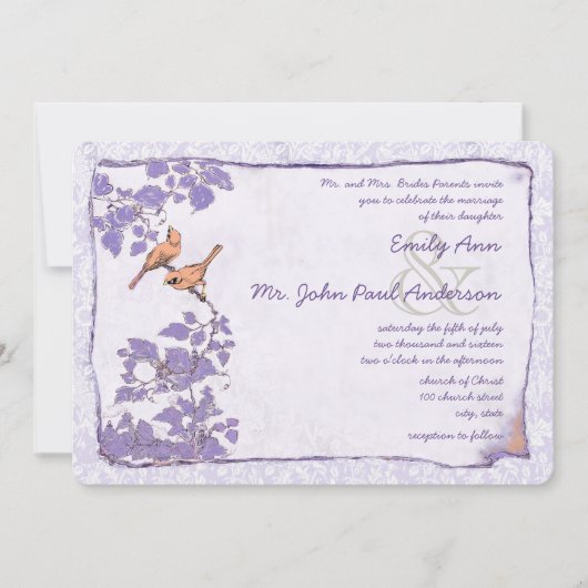 Invitation de l'Inséparable d'orchidée Mariage dam (Devant)