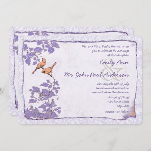 Invitation de l'Inséparable d'orchidée Mariage dam (Devant / Derrière)