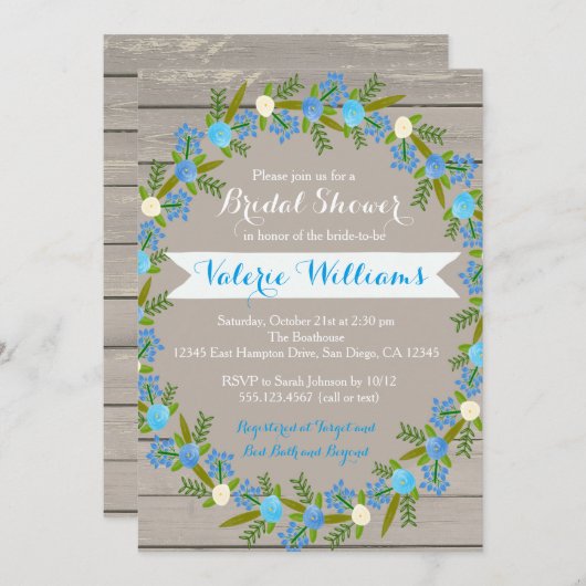 Invitation de l'invitation à la douche de couleur  (Devant / Derrière)