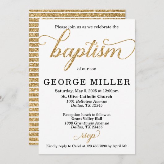 Invitation de l'invitation au baptême (Devant / Derrière)