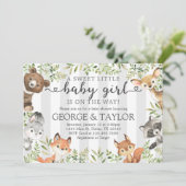 Invitation de l'invitation Baby shower animal Girl (Debout devant)