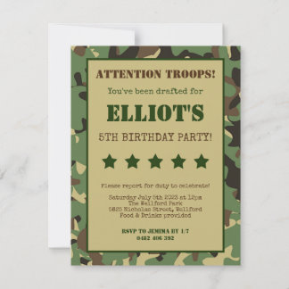 Invitation de l'invitation d'anniversaire militair