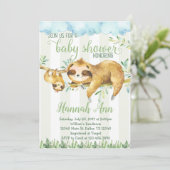 Invitation de l'invitation du Baby shower Sloth (Debout devant)