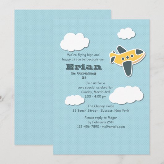 Invitation de Little Aviator (Devant / Derrière)