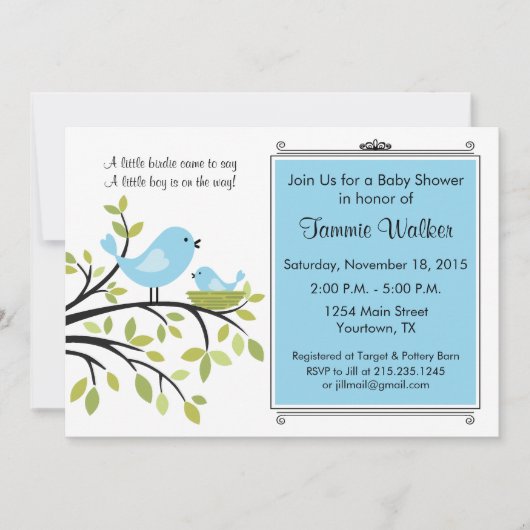 Invitation de Little Bird Baby shower Party (Devant)