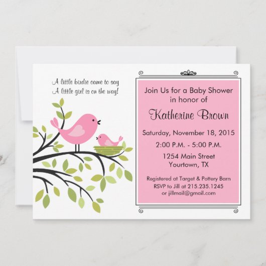 Invitation de Little Bird Baby shower Party (Devant)