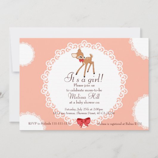 Invitation de Little Deer Baby shower (Devant)