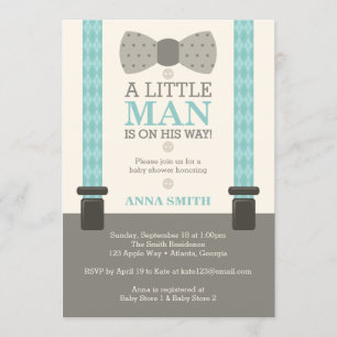 Invitation de Little Man Baby shower, Turquoise