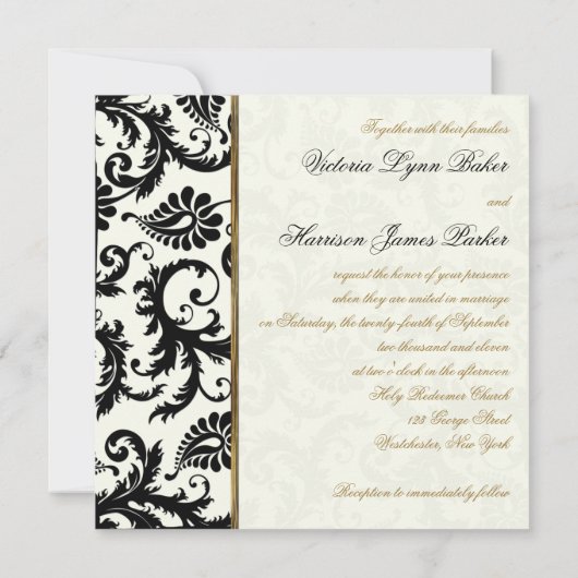 Invitation de l'ivoire, de l'or et du Mariage dama (Dos)