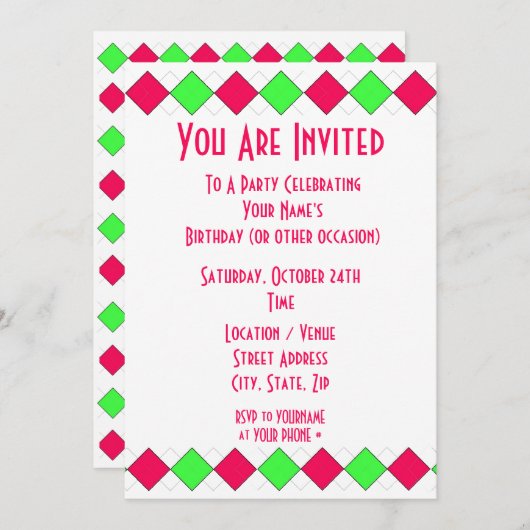 Invitation de l'Jacquard partie (Devant / Derrière)