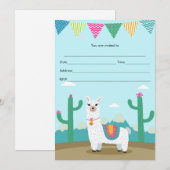 Invitation de llama d'alpaga à remplir pour l'anni (Devant / Derrière)