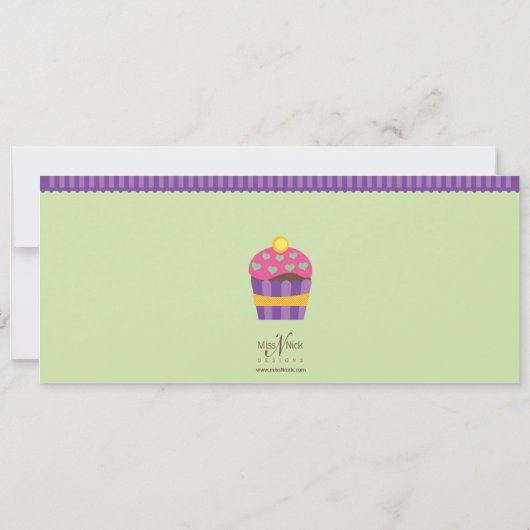 Invitation de longue date de "Heart" Cupcakes (Dos)