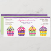 Invitation de longue date de "Heart" Cupcakes (Devant / Derrière)
