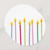 Invitation De longues bougies colorées Modèle d'anniversaire (Devant / Derrière)