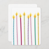 Invitation De longues bougies colorées Modèle d'anniversaire (Devant / Derrière)