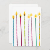 Invitation De longues bougies colorées Modèle d'anniversaire (Devant / Derrière)