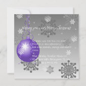 Invitation de l'ornement de Noël mauve (Dos)