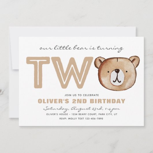 Invitation de l'ours 2e anniversaire | Invitation  (Devant)