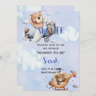 Invitation De L'Ours Dans Le Baby shower De L'Avio