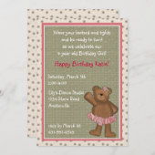 Invitation de l'ours de Ballerina (Devant / Derrière)