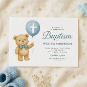 Invitation de l'ours en peluche et du baptême croi