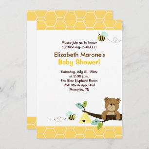 Invitation de l'ours et du Baby shower d'abeilles 