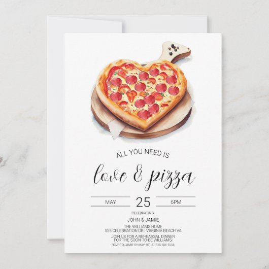 Invitation de Love & Pizza, Shower de fiançailles (Devant)