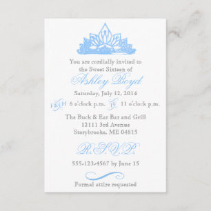 Invitation de l'Sweet sixteen Blue Princess