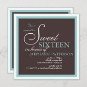 Invitation de l'Sweet sixteen Turquoise (Devant / Derrière)