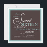 Invitation de l'Sweet sixteen Turquoise<br><div class="desc">Une belle invitation à la fête élégante avec des accents de turquoise tendance sur un arrière - plan chocolat foncé.  Très doux.</div>