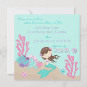 Invitation de lt Brunette Mermaid First Birthday (Dos)