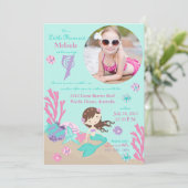 Invitation de lt Brunette Mermaid Seventh Birthday (Debout devant)
