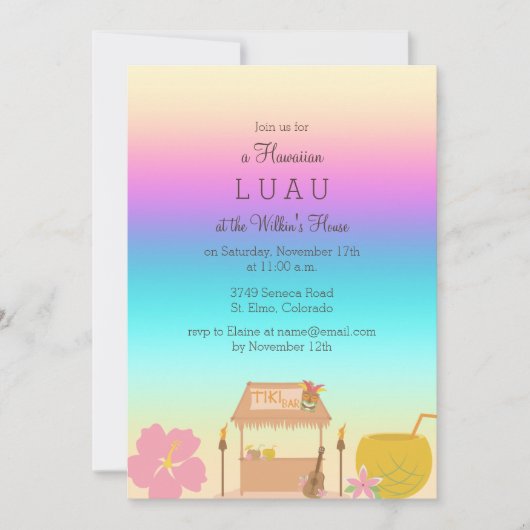 Invitation de Luau hawaïenne tropicale (Devant)