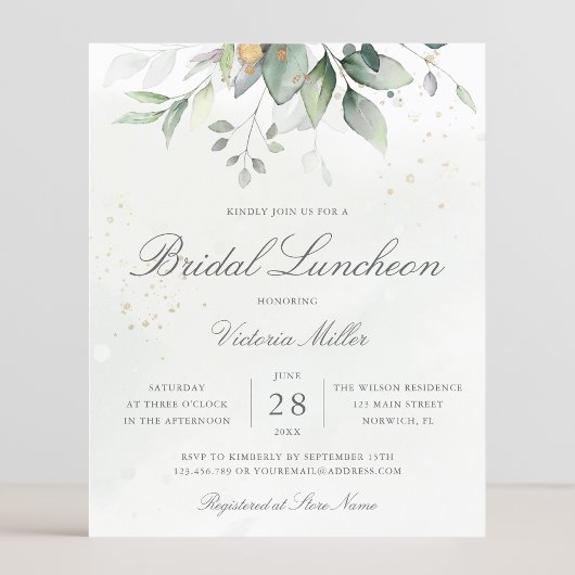 Invitation de luncheon de mariage aux feuilles d'e