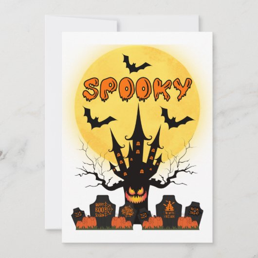 Invitation de Lune Épouvantable d'Halloween (Devant)