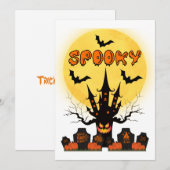 Invitation de Lune Épouvantable d'Halloween (Devant / Derrière)