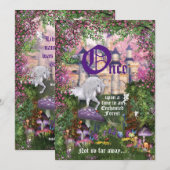 Invitation de l'Unicorn Forest Party Enchanted Woo (Devant / Derrière)