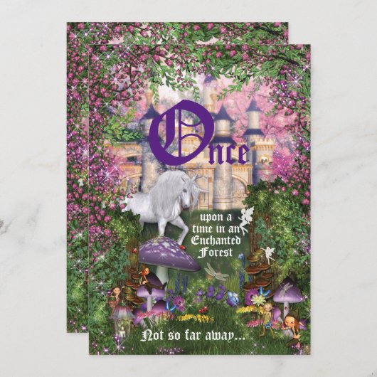 Invitation de l'Unicorn Forest Party Enchanted Woo (Devant / Derrière)
