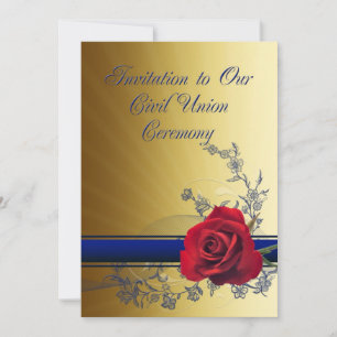 Invitation de l'Union Civile avec une rose rouge d