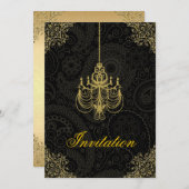 Invitation de lustre baroque orné d'or (Devant / Derrière)