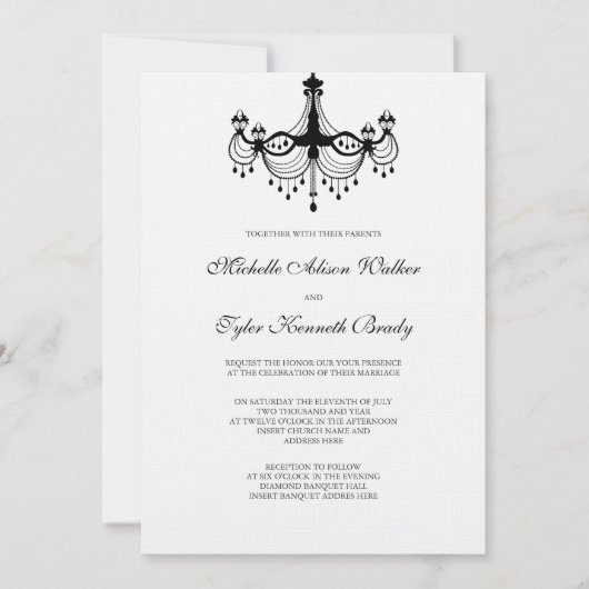 Invitation de lustre noir et blanc (Devant)