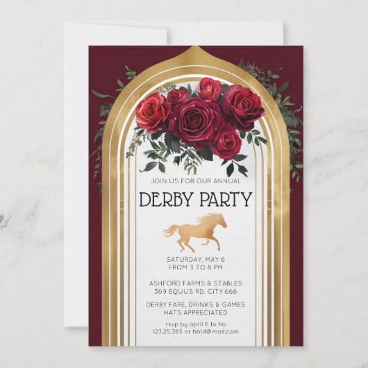 Invitation de luxe au Derby du Kentucky Arche doré (Devant)