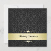 Invitation de luxe Black/Gold Mariage damassé (Dos)