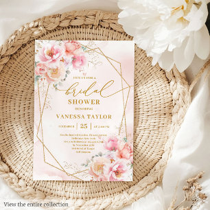 Invitation de luxe Boho Blush Gold Floral Fête des