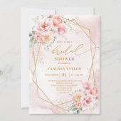 Invitation de luxe Boho Blush Gold Floral Fête des (Devant)