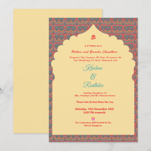 Invitation de luxe ethnique pour mariage hindou in