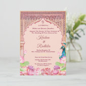 Invitation de luxe ethnique pour mariage indien (Debout devant)